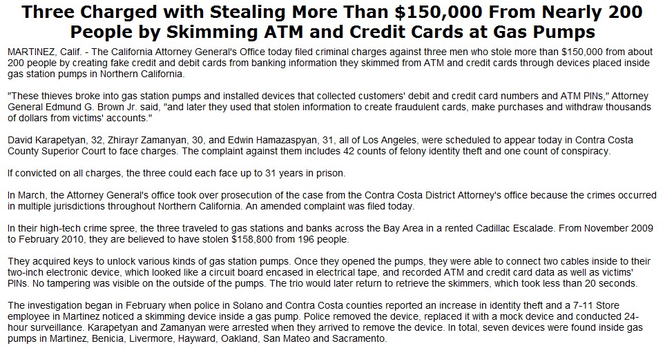 Gas Station Skimmers