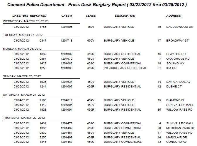 Burglary Police Report